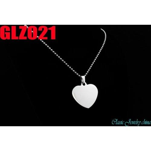 Heart-shaped stainless steel pendant two-sidedl polished Peach shape dog tag necklace 10pcs GLZ021