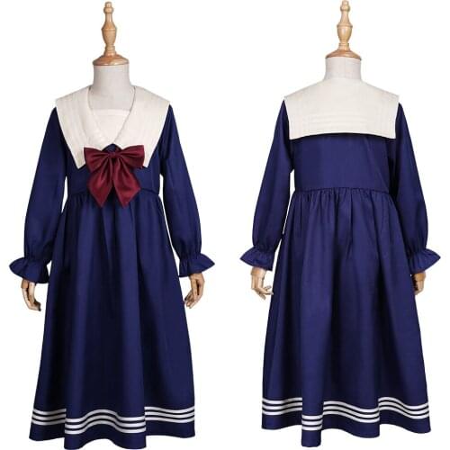 Anime School JK Uniform Dress Sailor Suit Cosplay Costumes Spring Summer Purple Long Sleeve Tutu Dresses