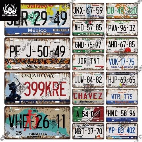 Putuo Decor Mexico Vintage Licenses Plate Metal Sign Tin Sign Decor Plaque Metal Man Cave Garage Bar Pub Cafe Wall Decoration