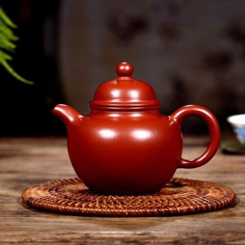 Recommended yixing authentic undressed ore dahongpao Duo ball 230 ml teapot tea set gift customization