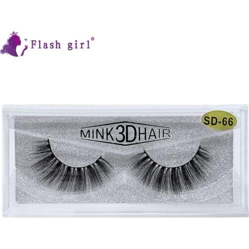 Flash Girl 1Pair Handmade Real Fur Eyelashes Private Label Eyelashes Makeup 3D Mink Strip Eyelashes