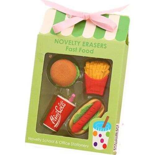 Cute ice cream burger drink eraser color school children toy eraser