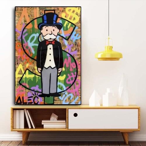 Modern Alec Monopoly Canvas Painting Dollor Sign Posters and Prints Wall Graffiti Art Picture for Living Room Home Decor Cuadros