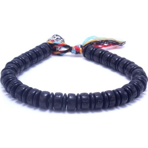 Tibetan Buddhist Hand Braided Lucky Men Bracelet Yoga Meditation Jewelry Coconut Shell And Cotton Tassel Bracelet For Women