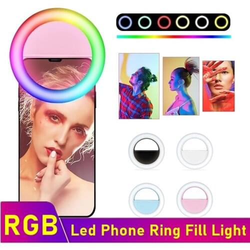 Universal RGB LED Ring Fill Light Dimmable Colorful Led Selfie Ring Lamp Photography For Youtube Makeup Video Live Vlog