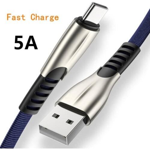 Mobile Phone Type C USB Cable For Huawei Honor 20 P Smart Z Redmi Note 7 8 Pro Meizu 16s 5A Fast Charging Cable 1M Charger Cord