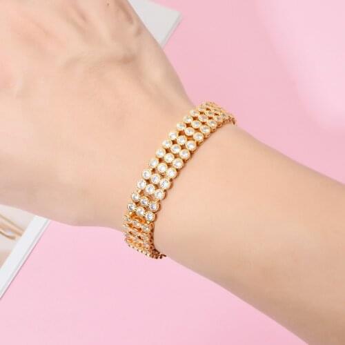 European and American fashion temperament gold AAA zircon bracelet women/men wedding party high quality bracelet SL-021