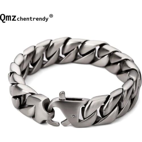 Top Quality Stainless Steel Scrub Curb Cuban Chian Bracelets Mens Boys Wholesale Link Wristband Heavy Jewelry 20cm *1.5cm
