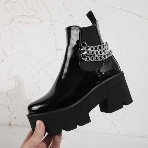 Ladies High Platform Boots Fashion High Heels Ankle Boots Women 2020 Party Wedges Shoes Woman Platform motorcycle boots 34-43
