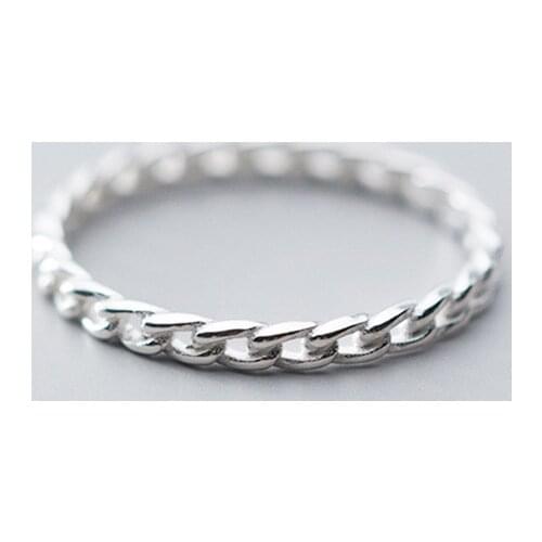 Real 925 Sterling Silver Chain Ring For Fashion Women Birthday Party Minimalist Fine Jewelry Hiphop Accessories Gift