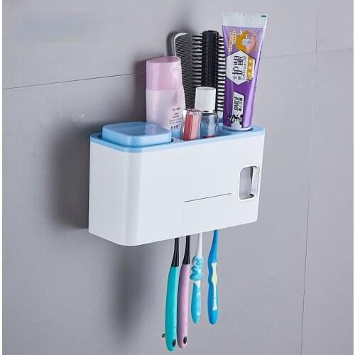 Toothbrush Holder Automatic Toothpaste Dispenser Squeezer For Bathroom Home Wall-mount Storage Shelf Bathroom Accessories