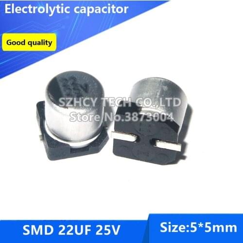 100pcs SMD 22UF 25V 5*5 Electrolytic capacitor