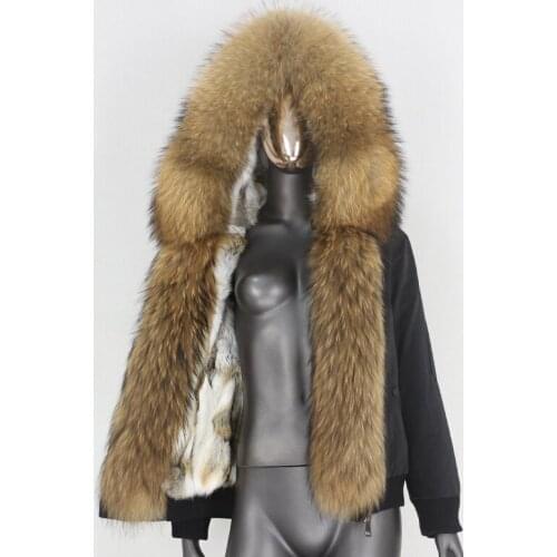 2021 New Waterproof Bomber Parka Real Fox Fur Coat Natural Raccoon Fur Collar Winter Jacket Women Outerwear Removable Warm