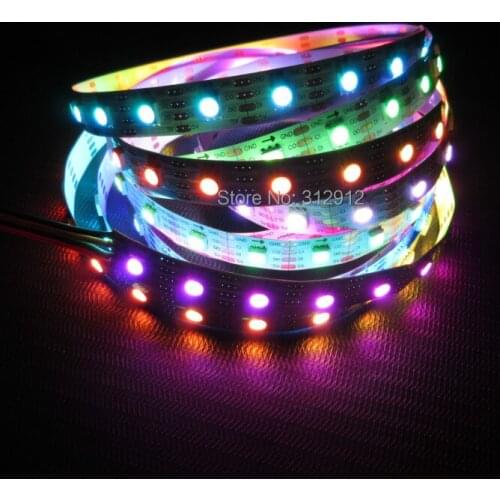 5m DC5V APA102 led pixel srip,non-waterproof,60pcs APA102-5050 LED/M with 60pixels;WHITE PCB,wire;with DATA and CLOCK seperately