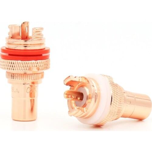 8pcs cmc style red copper plated RCA Socket audio rca jack RCA terminals Amplifier Copper RCA socket Plug