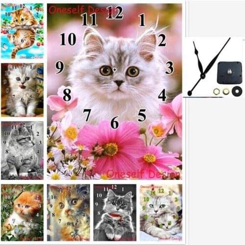 5d diamond painting with Mechanical clock dog cat decortion dolphin diamond embroidery clock diamond mosaic sale wall sticker