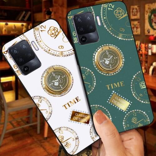 Bling Diamond Holder Case for OPPO A94 A32 A53 A15 A72 A93 A95 Slim Watch Rhinestone Stand Ring Cover For Realme X2 Pro XT