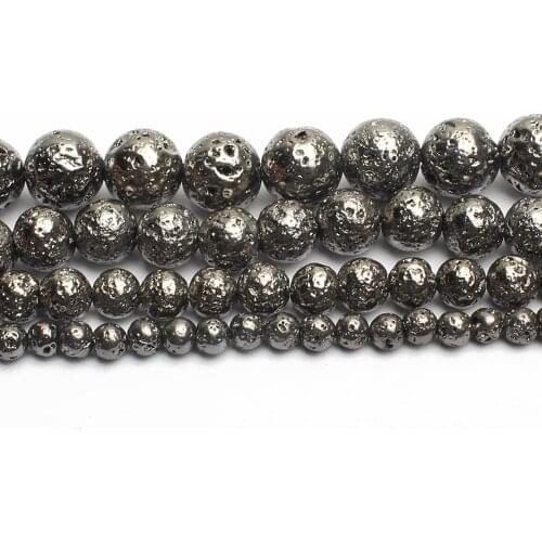 4/6/8/10 MM Natural Black Lava Hematite Stone Beads Round Loose Beads DIY for Jewellery Making Bracelet & Necklace