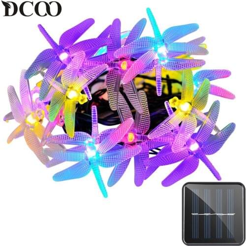 Dcoo Solar Battery String Lights Dargonfly 20 LEDs 8 Modes Fairy String Lights Dragonfly Garden Outdoor Lighting Pisca Pisca