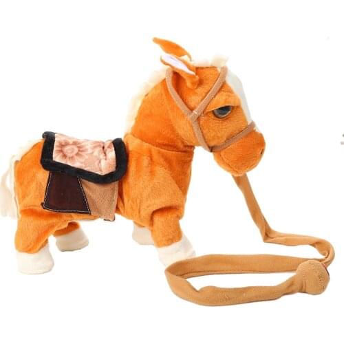 Robot Horse Electronic Interactive Horse Leash Plush Animal Pet Toy Walk Whinny Songs Music Toys For Children Birthday Gifts