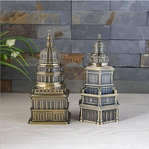 European building bronze automatic toothpick holder tandenstoker houder secret stash for toothpicks decorativeYQT026