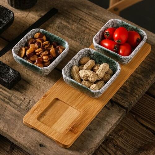 FANCITY Japanese ceramic fruit plate snack plate Japanese small plate with tray household living room tea table dry fruit snack