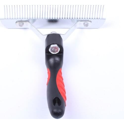 Rubber handle Rake Comb For Long Thick Pet Hair Dog Cats Puppy Dogs Grooming Tools