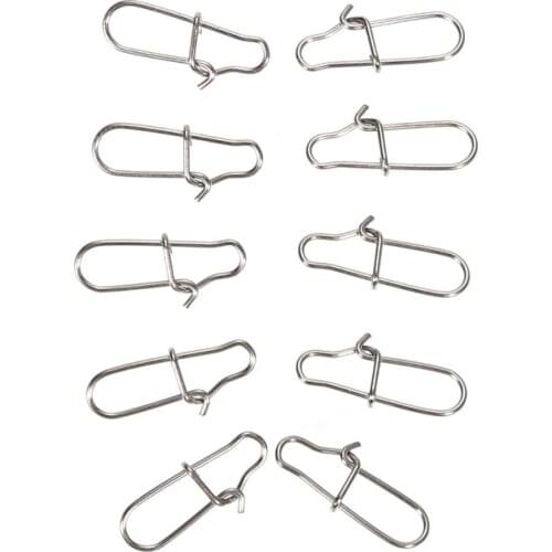 JOSHNESE 100pcs High Quality Safety Snaps Fishing Hooks Connector Stainless Steel Hook Snap Swivels Solid Rings+Free shipping