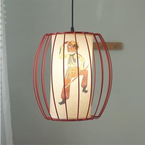 Chinese Cartoon Lantern Pendant Lights Modern Restaurant Childrens Room Bedroom Lamps Model Room Monkey Pattern Pendant Lamps