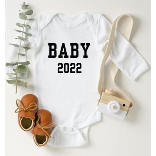 Baby 2022 Pregnancy Reveal Onesies Newborn Baby Bodysuits Autumn Cotton Long Sleeve Baby Rompers Body Baby Boys Girls Clothes