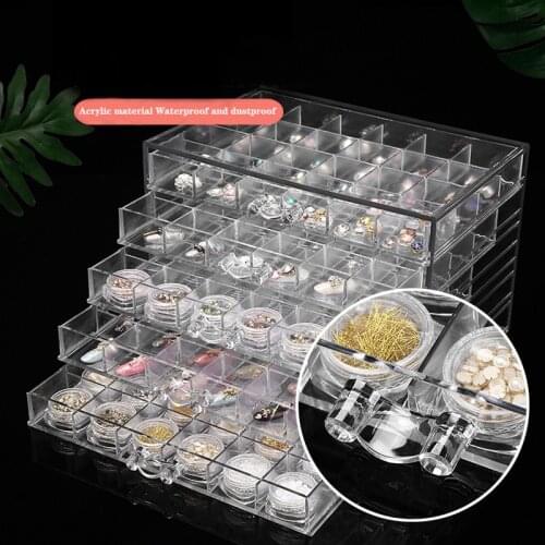 120 Grid Nail Jewelry Storage Box 5-Layer Transparent Jewelry Storage Box Diamond Organizer Display Stand Acrylic Drawer Plastic