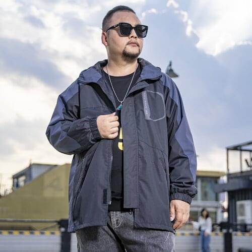 Extra XL New Large Size Jacket Mens Loose Casual Jacket Hooded Thin Patchwork Clothing Wholesale Men Jacket for Men