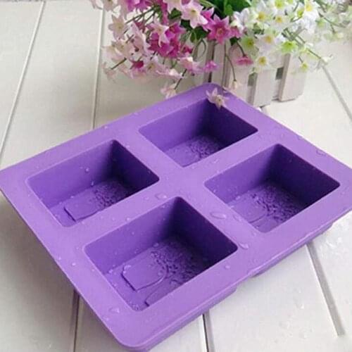 4 Hole Square Silicone Mold Tree Shape Soap Mold 3D Soap Mold Rectangle DIY Handmade Soap Foam Tray Mould Hand Making Tools