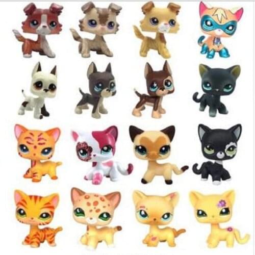 Lps pet shop cute standing animal doll figure child toy boy and girl short hair cat with glasses gift