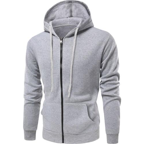 2018 Mens clothing brand winter popular leisure fashion hip hop fitness sportswear autumn new solid color zipper pocket hooded