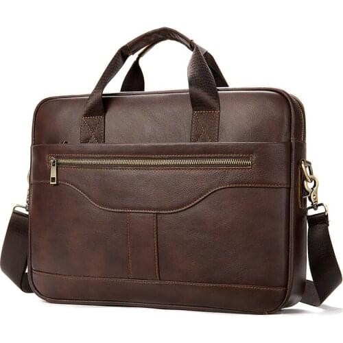 New style mens handbag retro business office leather business computer Satchels Solid zipper Computer Interlayer bolsos