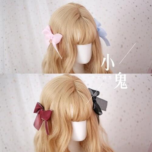 Japanese soft sister bow side clip horsetail side clip side clip big bow cherry blossom pendant hair band rubber band head rope