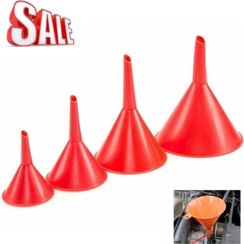 2020 High Quality Durable 4Pcs Mini Red Plastic Funnel Set For Car Oil Gas And Fluids Auto Household Kitchen Car Accessories