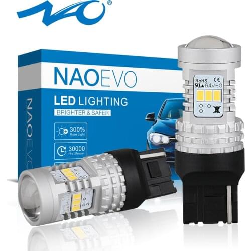NAO T20 LED 7440 Bulb Red W21W light bulbs for Auto Brake Turn Amber White 12V 14pcs 3020 SMD Chip Car Led Bulb DRL Super Bright
