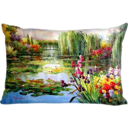 Nice Monet Paintings Pillowcase 45x35cm(One Side) New Rectangle Zipper Print Throw Wedding Decorative Pillowcase Cover