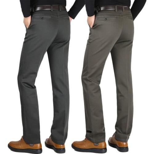 2020 New Solid Color Mens High Quality Comfortable Cotton Business Casual Large Size Straight Pants