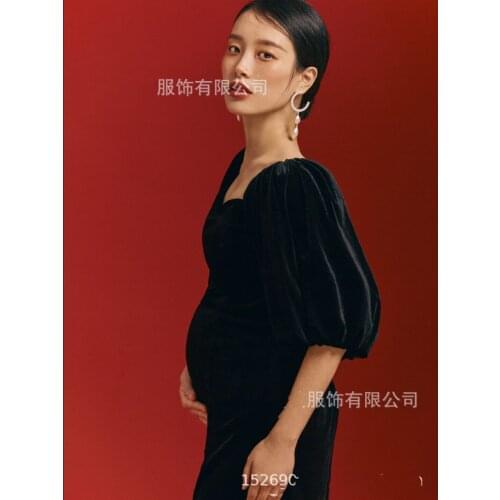 New Elegence Maternity Dresses Pleuche Long Pregnancy Photography Dress Maxi Maternity Gown For Pregnant Women Photo Shoot Props