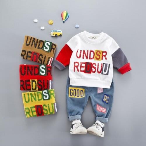 Toddler Boys Clothes Christmas Outfits Kids Clothes Winter Boys Gentleman Suits Children Clothing Sets T-shirt+Jeans Sport Suit