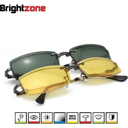 3 in 1 Men Half-rim glasses frame for men eyeglasses prescription spectacle frame with Day & Night Sunglasses Anti-glare Clip-on