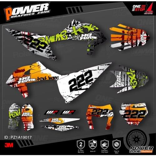 PowerZone Custom Team Graphics Backgrounds Decals 3M Stickers Kit For KTM SX SXF MX 19-20 EXC XCW Enduro 20-N 125 to 500cc 17