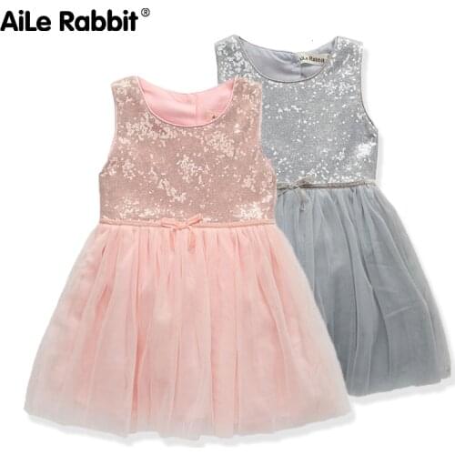 Girls Dresses 2019 Summer Sequins Vest Princess Wedding Party Pure Cotton Net Yarn Dress For Girls Kids Clothes K1