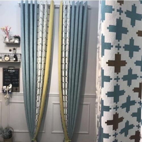 Thick Cashmere Seamless Stitching Modern Blackout Curtain Fabric Curtains for Living Dining Room Bedroom