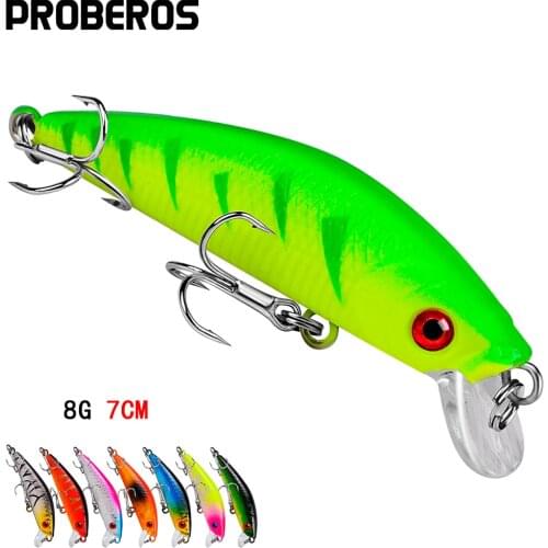 PROBEROS 8 PCS/lot Minnow Fishing Lure 70mm 8g Crankbait Hard Bait Artificial Wobbler Bass Deepth 0.3-1.2m Pesca Pike Swimbait