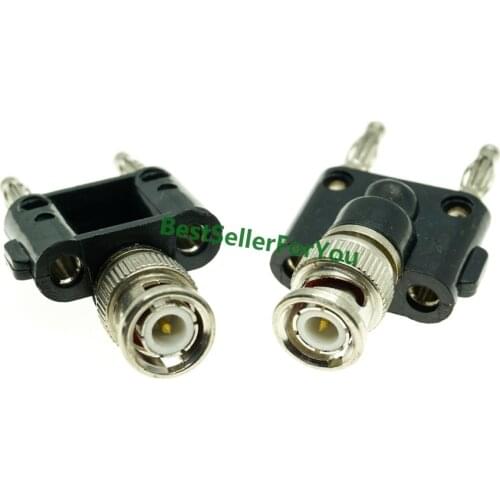 Connector BNC Male Plug To Two Dual 2X 4mm Banana Binding Male Connector Adapter