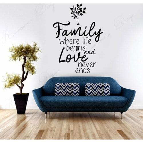 Family Love Inspiring Quote Vinyl Wall Sticker Tree Home Decor Living Room Bedroom Decals Removable Self-adhesive Murals 3B14